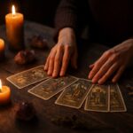 Psychic tarot card reading by candlelight